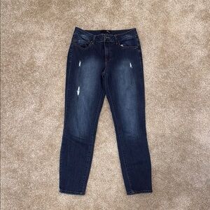 1822 Denim Blue Skinny Jeans with Distressed Details